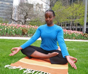 Adrienne Hanmpton practicing yoga