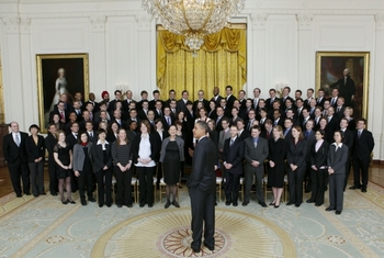 President Barack Obama speaks to PECASE recipients.