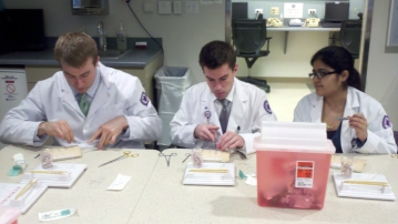 Medical Students in a suturing exercise