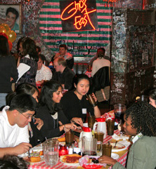 Accepted students enjoy Chicago-style deep dish pizza.