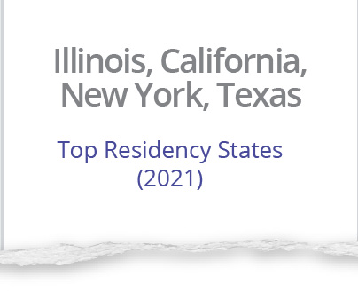 Illinois, California, New York, Texas Top Residency States (2021)