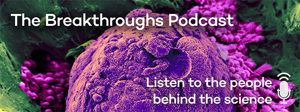 Podcast Series Banner with Cancer Cell Image