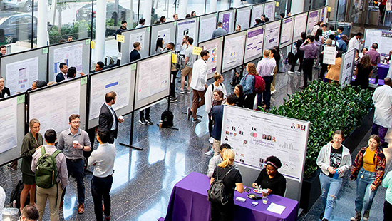 Research day event in Potocsnak Family Atrium