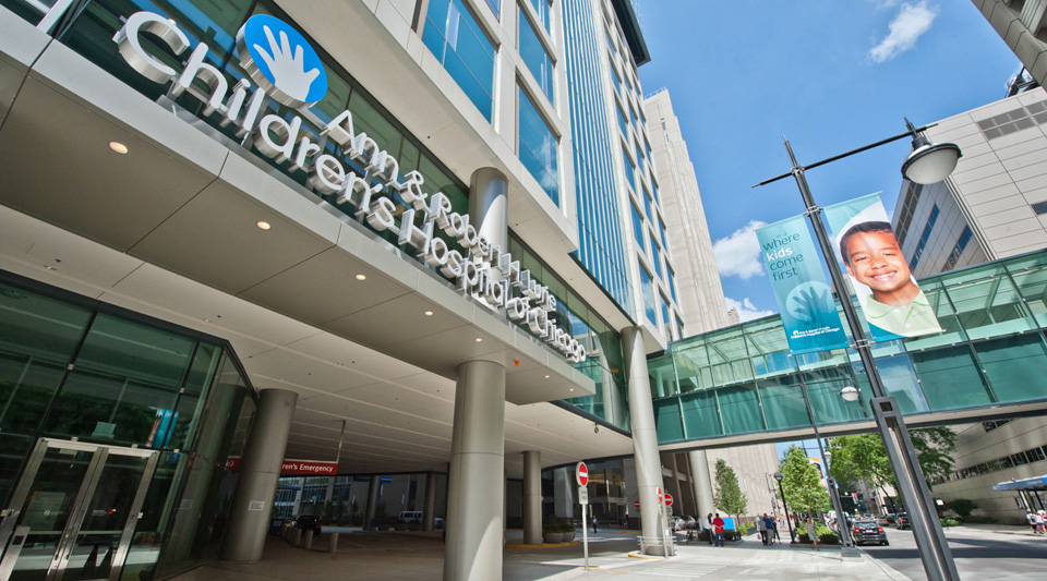 The entrance to Lurie Children's