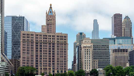 A view of the Chicago campus from the lake