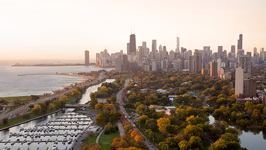 A view of our downtown Chicago campus off Lake Michigan