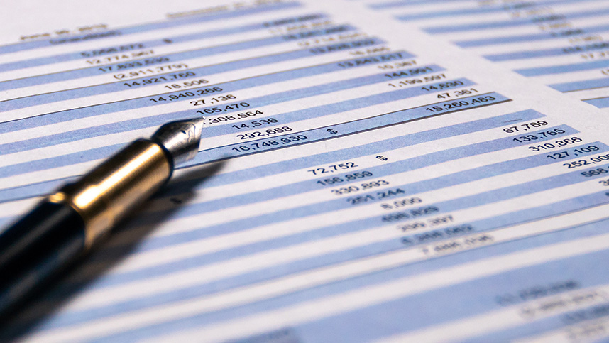 close-up of budgeting spreadsheet