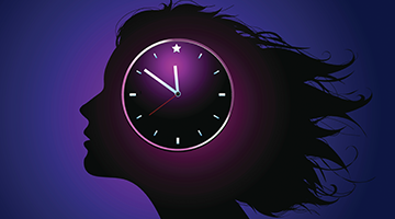 Woman with clock on head