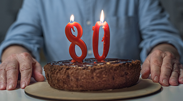 Birthday cake with 80 candles