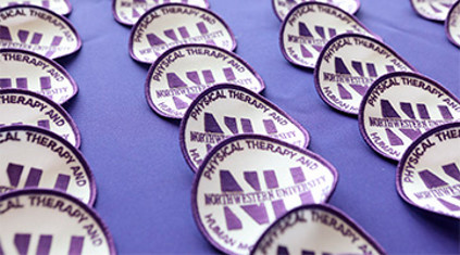 purple NUPTHMS patches laid out on a table