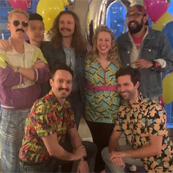 Residents gathered for a birthday celebration.