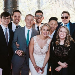 A group of residents at a wedding celebration.