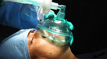 Oxygen being delivered through a respiratory apparatus