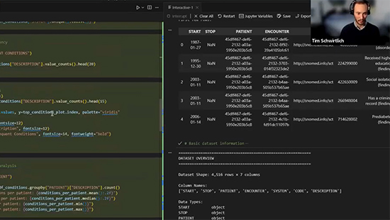 screenshot of Tim Schwirtlich and his computer screen showing code