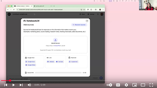 a screenshot of the video on using notebookllm