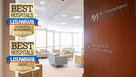 The entryway to the Malnati Brain Tumor Institute, a US News best hospital for neurology and neurosurgery