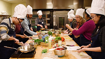 Medical students cooking