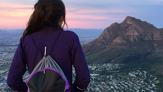 Student hiking