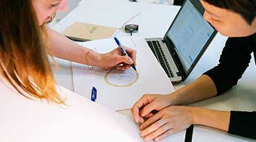 Scientists collaborating in a meeting