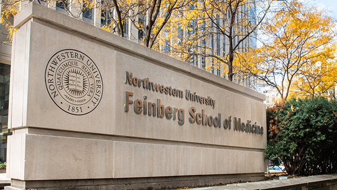 Feinberg sign on Chicago campus